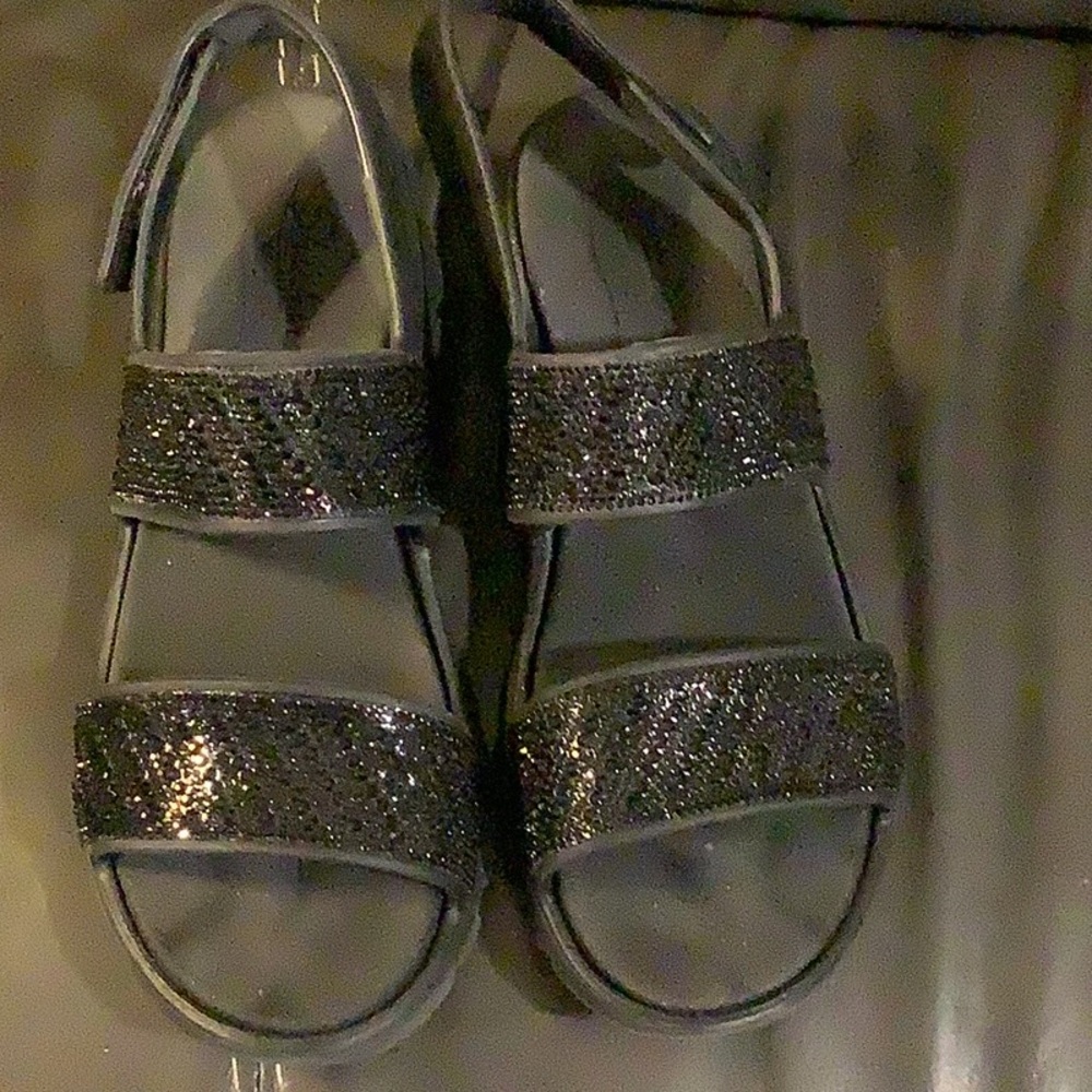 Sparkly Black Skechers sandals ladies 11